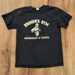 VTG Brown's Gym Adult Large Shirt Bodybuilding Muscles World Lifting Motivation